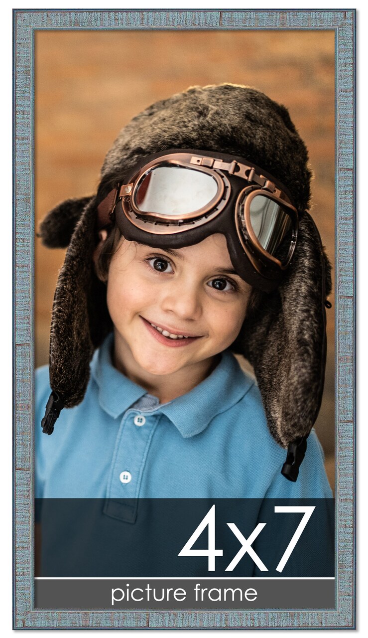 Photo Size Textured Blue Picture Frame - UV Acrylic, Foam Board Backing, Hanging Hardware